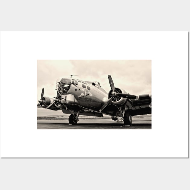 B-17 Bomber Airplane Aluminum Overcast Wall Art by Scubagirlamy